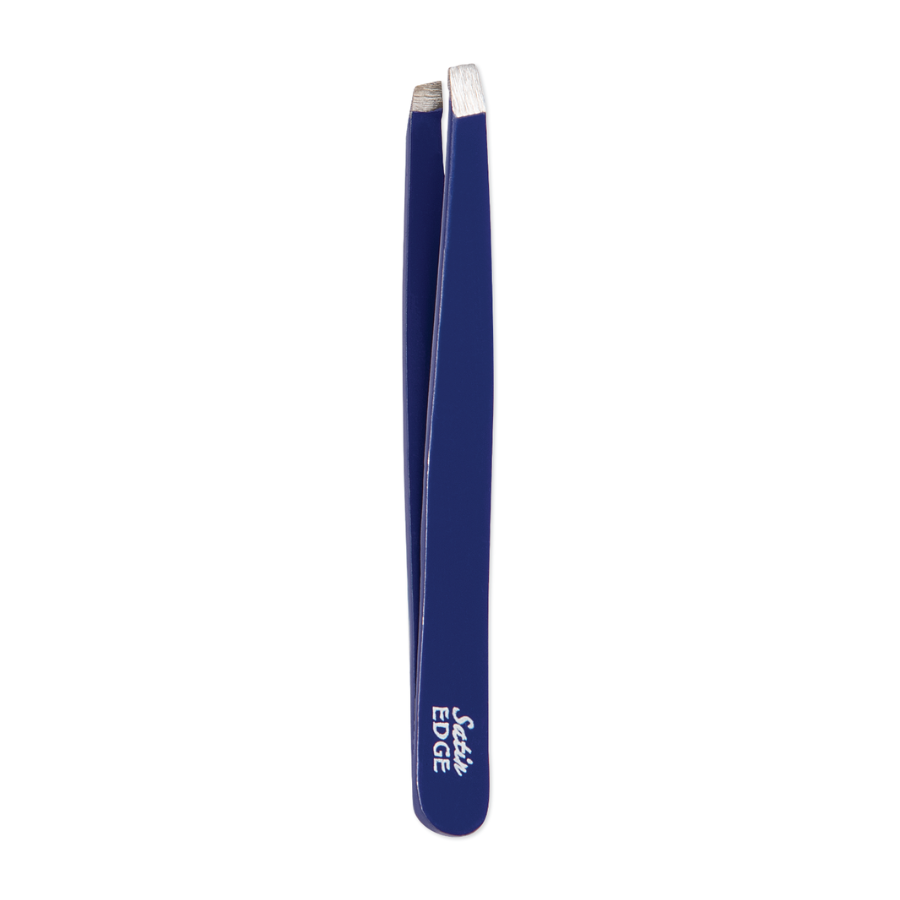 Burmax Satin Edge Slant Tip Tweezer Blue | SE-2056