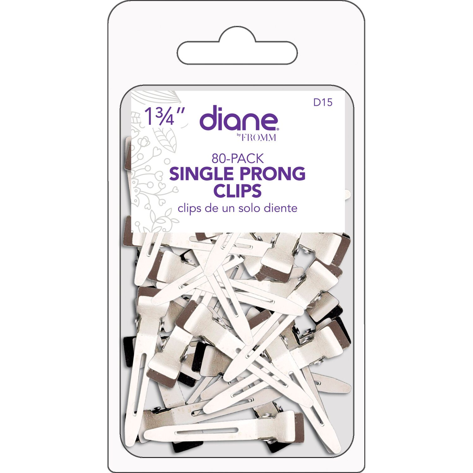 Diane Single Prong Clips 80pk | D15