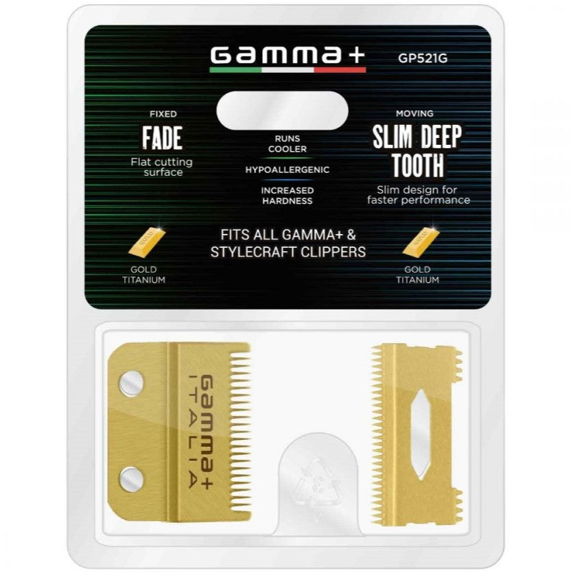 Gamma+ Gold Fade Blade with Moving Slim Deep Tooth Set | GP521G