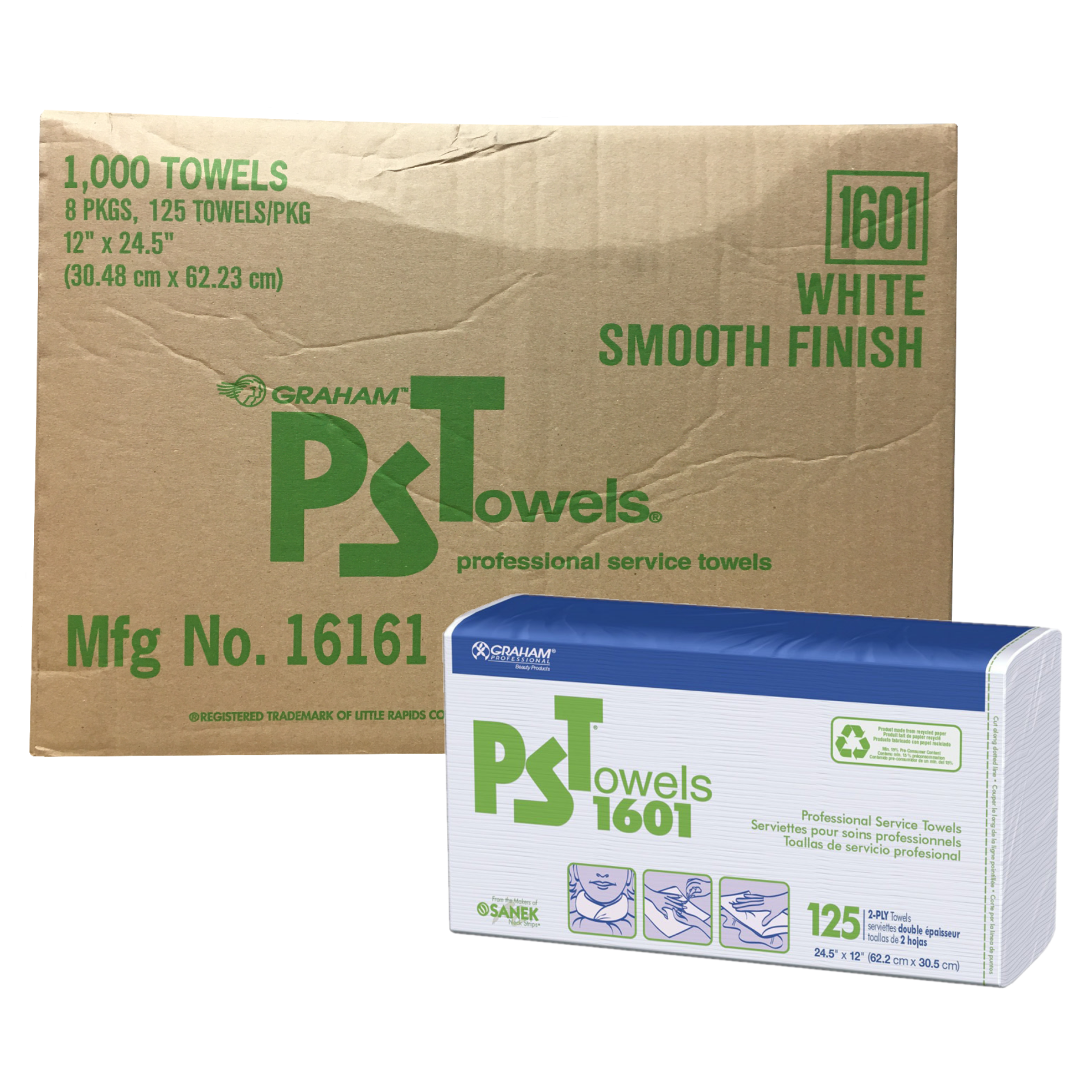 Graham PST Towels #1601 2-Ply Towels - Case of 8