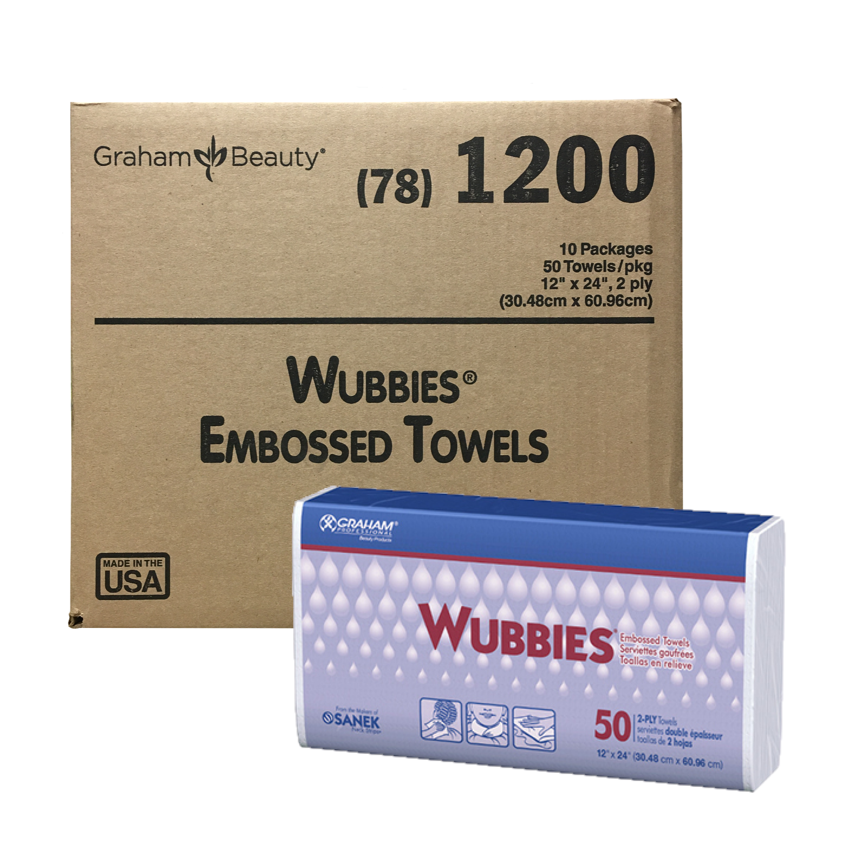 Graham Wubbies Towels #1200 2-Ply Towels - Case of 10